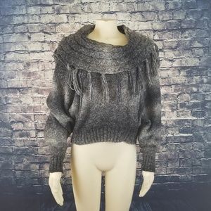 Nine West Scoop Neck Fringe Knit Sweater Sz. M